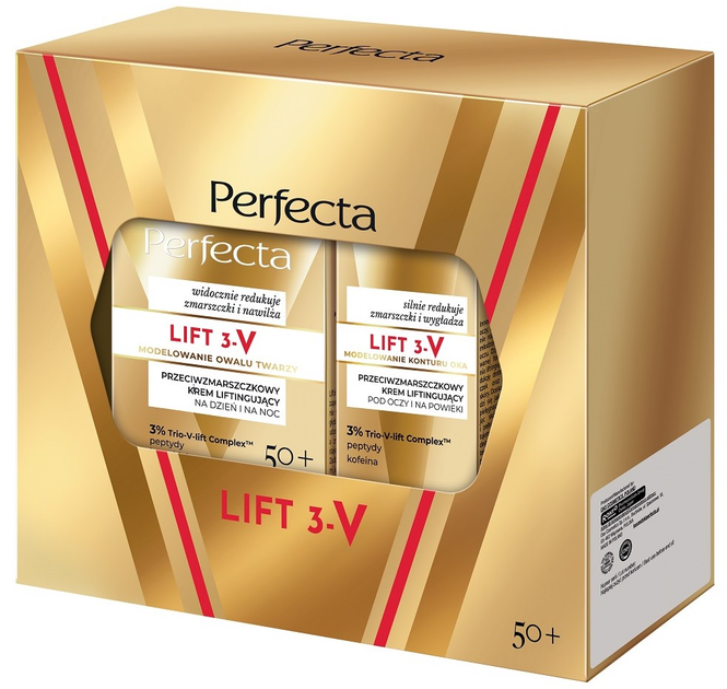 Набір для догляду за обличчям Perfecta Lift 3 V Ліфтинг-крем проти зморшок 50+ 50 мл + Ліфтинг-крем для повік і шкіри навколо очей проти зморшок 15 мл (5900525092045) - зображення 1