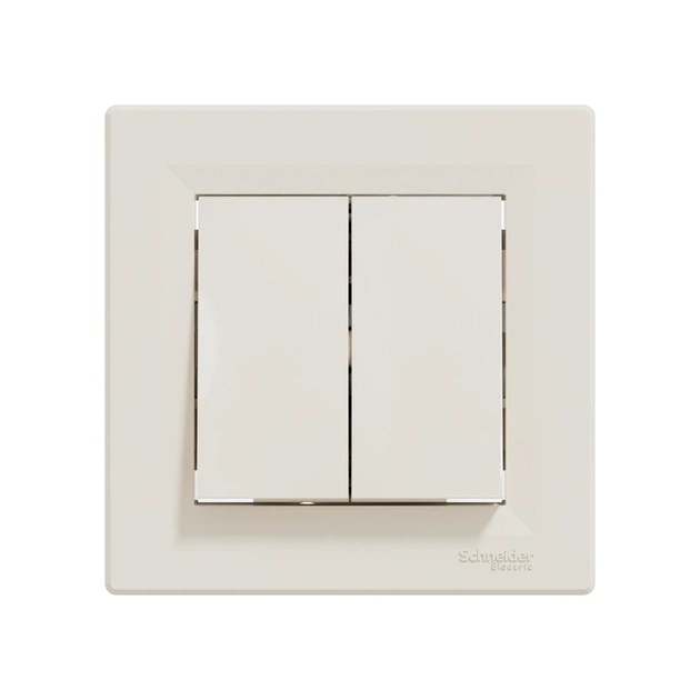Переключатель двухклавишный проходной Schneider Electric Asfora EPH0600123 кремовый - Фото 2 Переключатель двухклавишный проходной Schneider Electric Asfora EPH0600123 кремовый - изображение 2