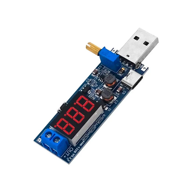 USB Type-C DC-DC преобразователь напряжения повышающий / понижающий модуль с вольтметром, 3.5-12В в 1.2-24В - изображение 3