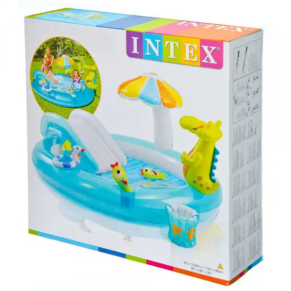 Детский надувной бассейн-игровой центр 201*170*84 см Intex 57165 "Алигатор"160л - изображение 3