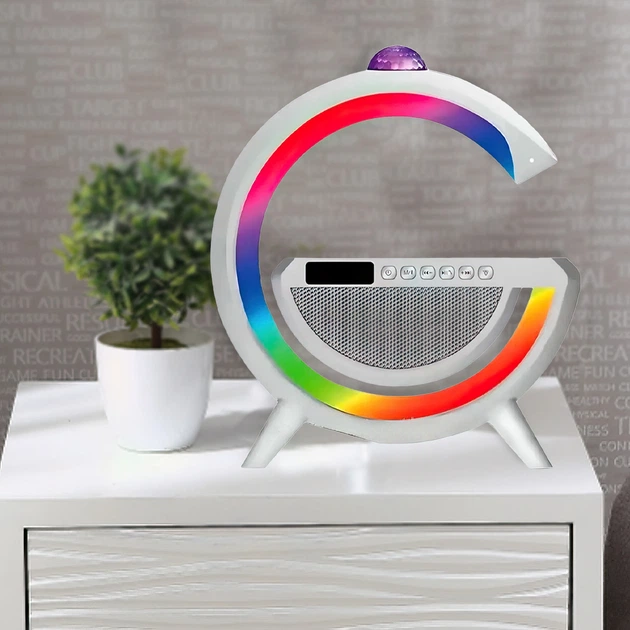 Багатофункціональний нічник Bluetooth колонка 3в1 з бездротовою зарядкою RGB 2388 Rainbow