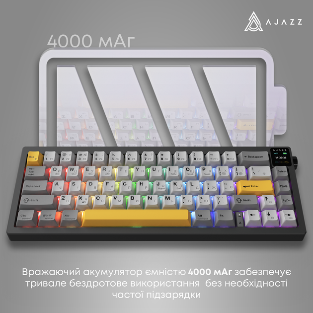 Клавиатура беспроводная Ajazz AK650 Flying Fish Switch Black RGB (AK650-FF-BGY) - Фото 12 Клавиатура беспроводная Ajazz AK650 Flying Fish Switch Black RGB (AK650-FF-BGY) - изображение 12