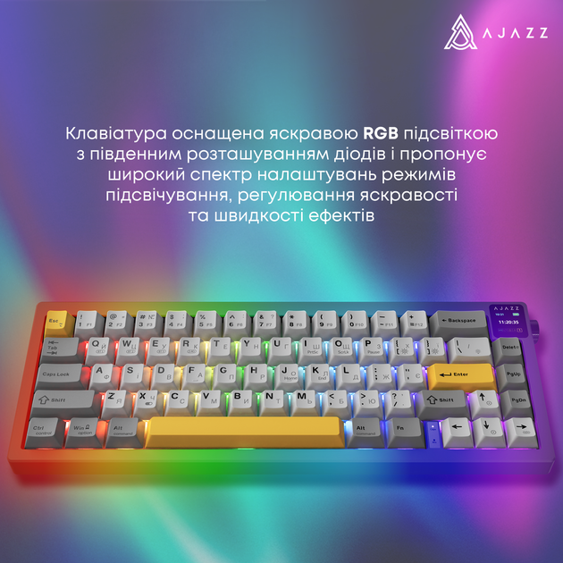 Клавиатура беспроводная Ajazz AK650 Flying Fish Switch Black RGB (AK650-FF-BGY) - Фото 14 Клавиатура беспроводная Ajazz AK650 Flying Fish Switch Black RGB (AK650-FF-BGY) - изображение 14