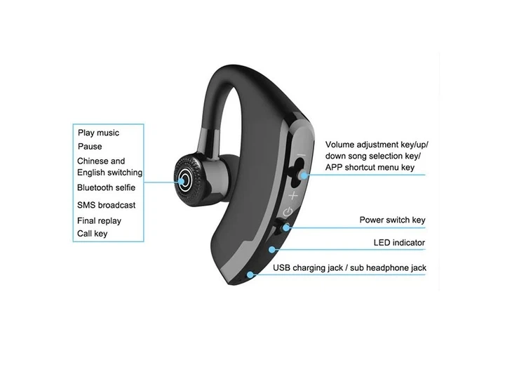 Гарнітура Bautech Bluetooth V9 для Android iPhone Samsung Huawei LG HTC - Фото 2 Гарнітура Bautech Bluetooth V9 для Android iPhone Samsung Huawei LG HTC - зображення 2