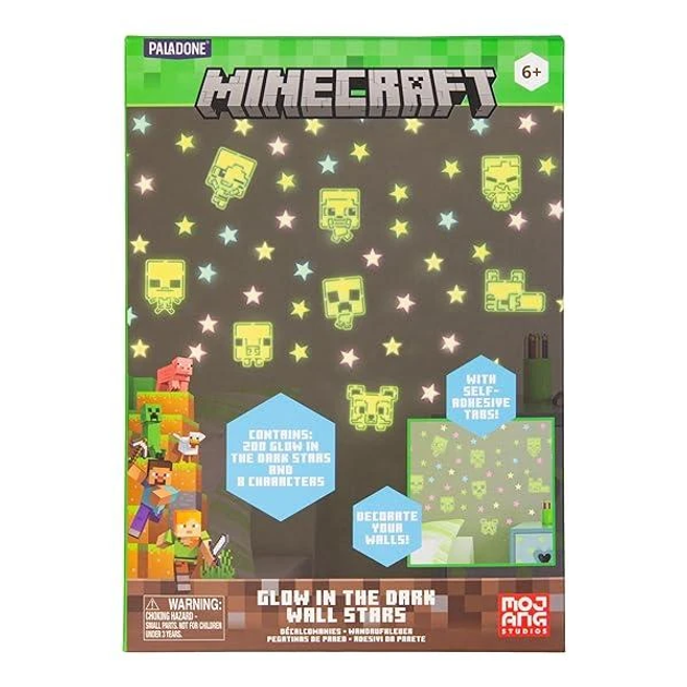 Набір світних у темряві декоративних наліпок Paladone Minecraft 208 шт. (5056577741278) - зображення 4