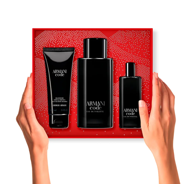 Zestaw dla mężczyzn Giorgio Armani Code Woda perfumowana 125 ml + Miniatura Woda perfumowana 15 ml + Żel pod prysznic 75 ml (3614274337136) - obraz 4