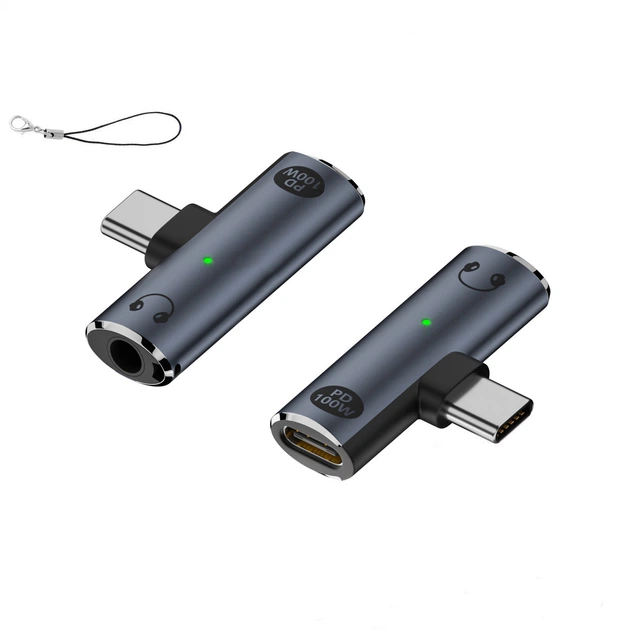Аудіоадаптер перехідник для заряджання та навушників Type C на Type C + Jack 3.5 mm Grey - Фото 4 Аудіоадаптер перехідник для заряджання та навушників Type C на Type C + Jack 3.5 mm Grey - зображення 4
