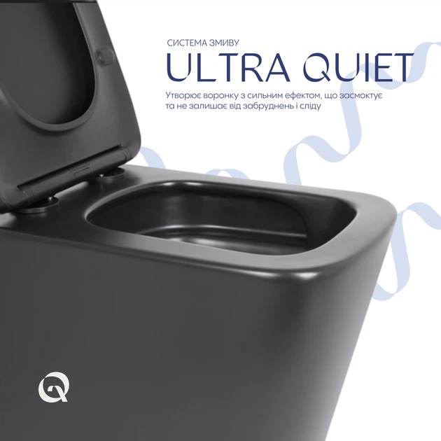 Унітаз підвісний Qtap Tern New Ultra Quiet безобідковий з сидінням Soft-close MATT BLACK QT17332303ASMB - зображення 5