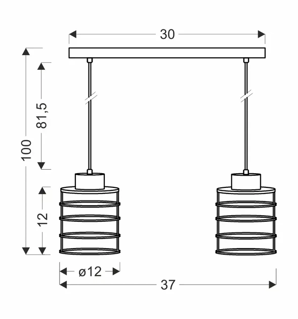 Люстра Candellux Glob 2х60 Е27 метал чорний (32-00361) - изображение 3