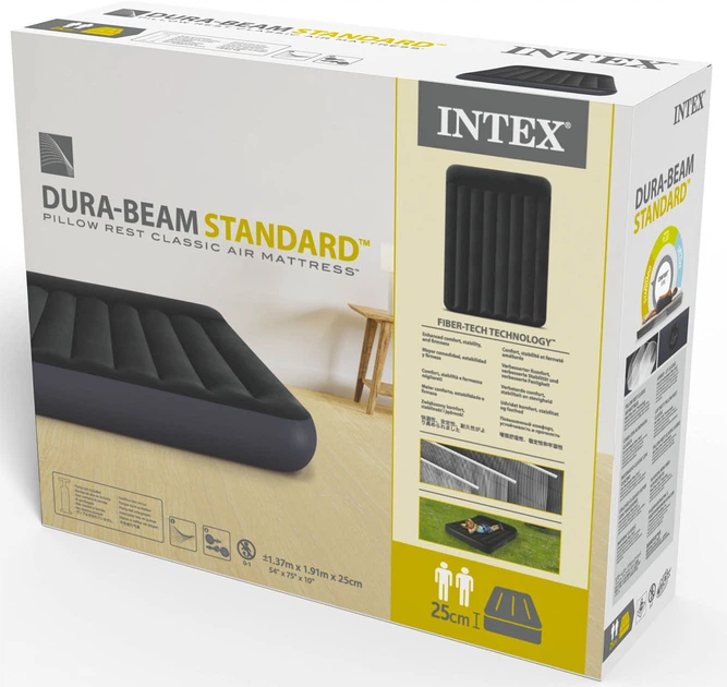 Полуторний надувний матрац Intex 137 x 191 x 25 см Чорний (64142) - Фото 6 Полуторний надувний матрац Intex 137 x 191 x 25 см Чорний (64142) - зображення 6