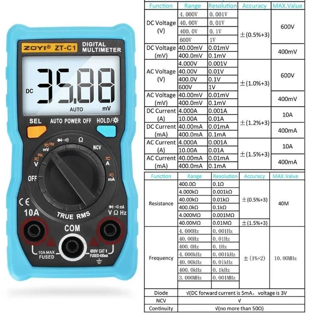 Цифровой мультиметр ZOYI ZT-C1 - Фото 4 Цифровой мультиметр ZOYI ZT-C1 - изображение 4