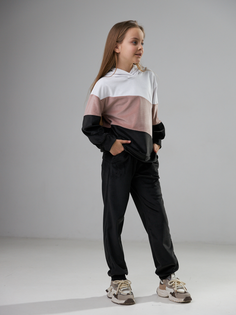 Подростковый спортивный костюм (худи + штаны) для девочки Tair 1184 158 см Черный (2100035800014) 