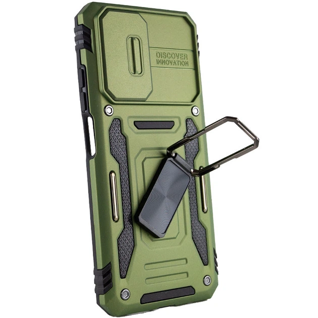 Чехол Epik Camshield Army Ring для Xiaomi Redmi 10 Ударопрочный Оливковый / Army Green - изображение 9