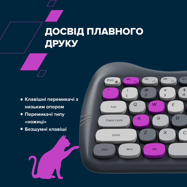 Комплект беспроводной Canyon HSET-W6 Kitty Edition Wireless Violet (CNS-HSETW6VT) - Фото 8 Комплект беспроводной Canyon HSET-W6 Kitty Edition Wireless Violet (CNS-HSETW6VT) - изображение 8