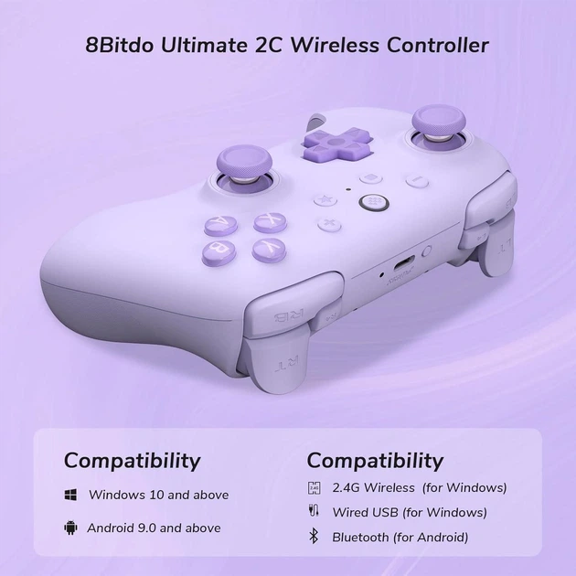 Беспроводной геймпад 8bitdo Ultimate 2C Purple с эффектом Холла для Windows 10, 11, Android, Steam Deck - изображение 12