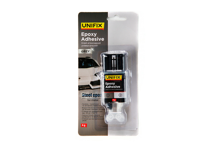 Клей епоксидний для металу Unifix 6г шприц сірий (940029) - зображення 1