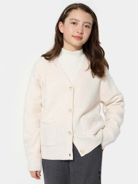 Подростковый кардиган на пуговицах для девочки Uniqlo 564897353 140 см Молочный (1159826910) 
