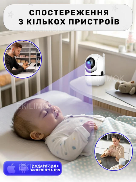 Видеоняня поворотная IP камера QCam с датчиком движения, радионяня с двухсторонней связью, WiFi для видеонаблюдения со звуком и ночным видением - изображение 9