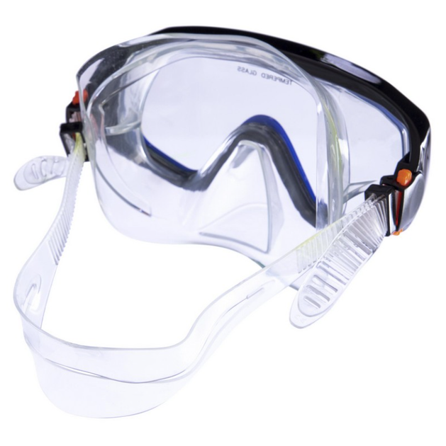 Набір для плавання маска з трубкою Zelart M138-SN50-4-PVC (термоскло, PVC, пластик, чорно-синьо-прозорий) - зображення 5