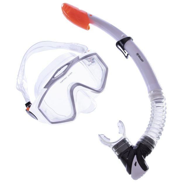 Набір для плавання маска з трубкою Zelart M153-SN124-PVC (термоскло, PVC, пластик, біло-сіро-прозорий) - изображение 7
