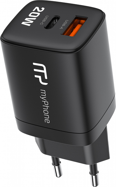 Ładowarka do telefonów myPhone SWIFTCHARGE DUO 20 W USB-A USB-C PD Black (AKC001235) - obraz 3