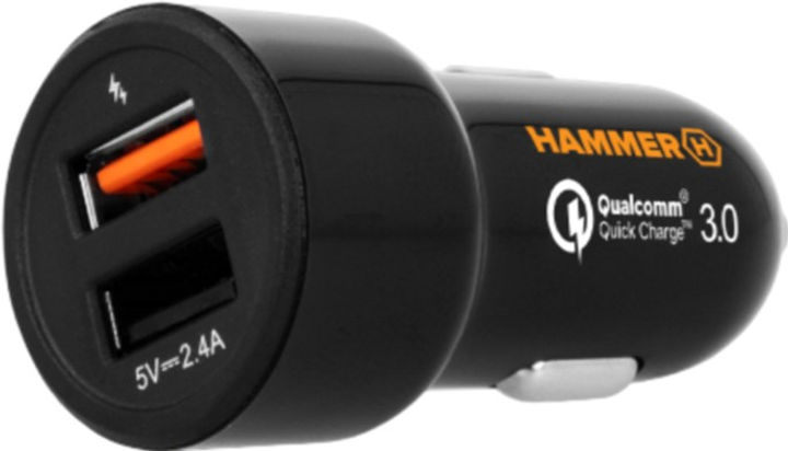 Ładowarka samochodowa Hammer Car Charger 30W Type-A PD QC3.0 Black (AKC001013) - obraz 1