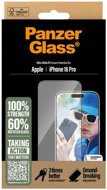 Szkło hartowane PanzerGlass Screen Protector Ultra-Wide Fit do Apple iPhone 16 Pro Black (5715685002380) - obraz 4