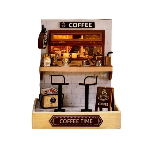 Конструктор румбокс кав'ярня дерев'яний ляльковий будиночок Coffee Time, міні набір DIY Dollhouse roombox, рум бокс - Фото 2 Конструктор румбокс кав'ярня дерев'яний ляльковий будиночок Coffee Time, міні набір DIY Dollhouse roombox, рум бокс - изображение 2