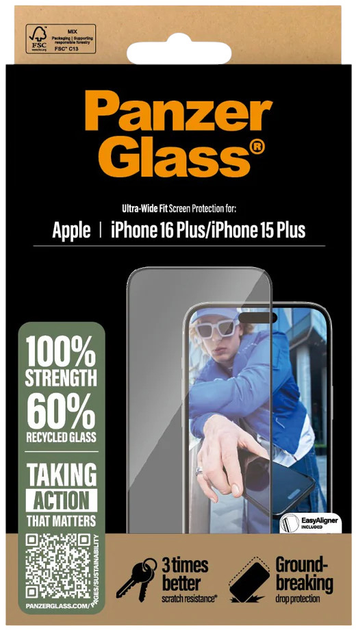 Szkło hartowane PanzerGlass Screen Protector Ultra-Wide Fit do Apple iPhone 15 Plus/16 Plus Black (5715685002397) - obraz 4