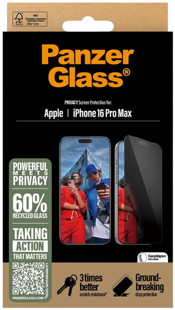 Szkło hartowane PanzerGlass Privacy Screen Protector Ultra-Wide Fit do Apple iPhone 16 Pro Max Black (5715685002489) - obraz 4