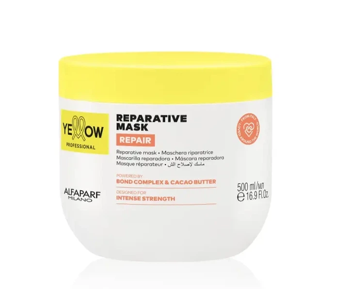 Восстанавливающая маска для сильно поврежденных волос Yellow Bond Complex & Cacao Butter Reparative Mask 500 мл - Фото 1 Восстанавливающая маска для сильно поврежденных волос Yellow Bond Complex & Cacao Butter Reparative Mask 500 мл - изображение 1