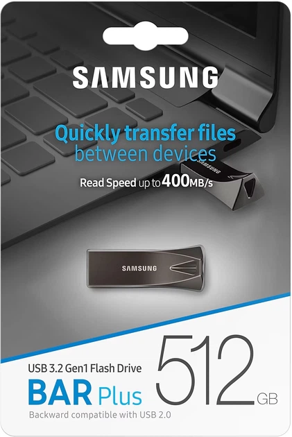 Флеш пам'ять USB Samsung Bar Plus 512GB USB 3.2 Gen1 Grey (MUF-512BE4/APC) - зображення 7