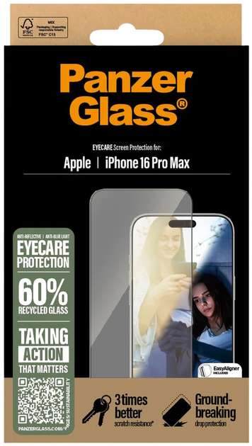 Szkło hartowane PanzerGlass EyeCare Screen Protector Ultra-Wide Fit do Apple iPhone 16 Pro Max Black (5715685002564) - obraz 4