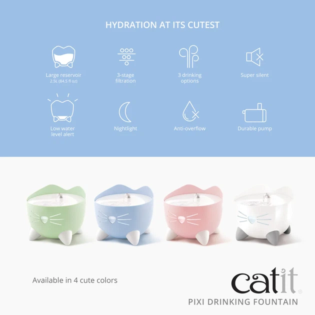 Фонтанчик для котов Catit Fountain Pixi Blue 2.5 л (0022517437179) - изображение 2