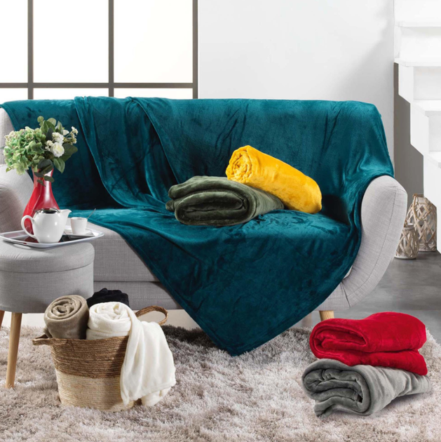 Narzuta na łóżko Douceur d`Interieur Flanou flanelowa beżowa 125 x 150 cm (3574386087896) - obraz 4