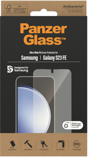 Szkło hartowane PanzerGlass Screen Protector Ultra-Wide Fit do Samsung Galaxy S23 FE (5711724073410) - obraz 4