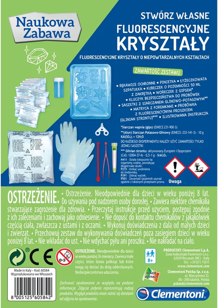 Naukowa zabawa Clementoni Fluorescencyjne kryształy (8005125605842) - obraz 4