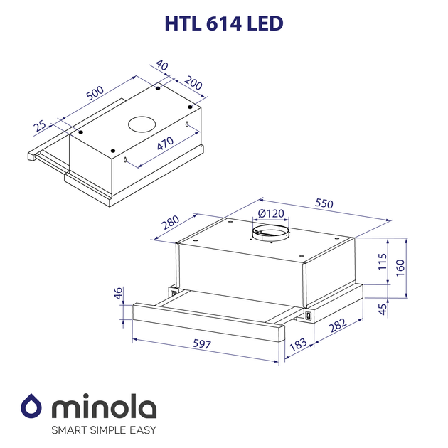 Телескопічна витяжка Minola HTL 614 I LED - зображення 10