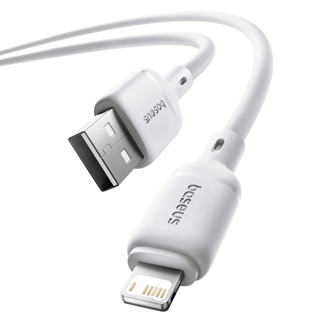 Дата-кабель Baseus Silky Series OS Fast Charging USB to Lightning 2.4A (1м) (P1037770) Moon White - Фото 3 Дата-кабель Baseus Silky Series OS Fast Charging USB to Lightning 2.4A (1м) (P1037770) Moon White - зображення 3