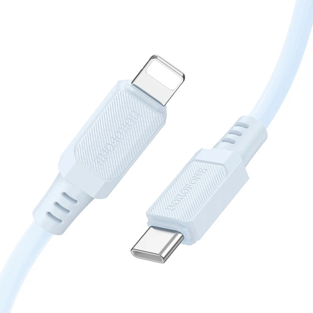 Прочный дата кабель Borofone BX115 Lotto Type-C to Lightning 27W (1m) Blue - изображение 4