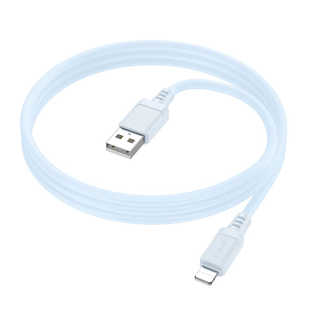Дата кабель Borofone BX115 Lotto USB to Lightning 2.4A (1m) Blue - зображення 2