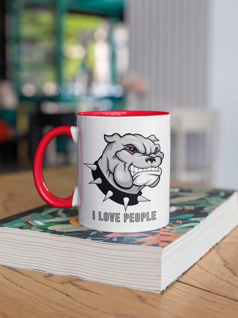 Чашка з принтом "I Love People" на подарунок для друга, хлопця, подруги, дівчини керамічна 330 мл біла з червоною ручкою - Фото 3 Чашка з принтом "I Love People" на подарунок для друга, хлопця, подруги, дівчини керамічна 330 мл біла з червоною ручкою - зображення 3