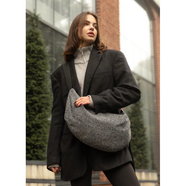 Жіноча сумка Sambag HOBO Bag-glove тканева сіра - изображение 8