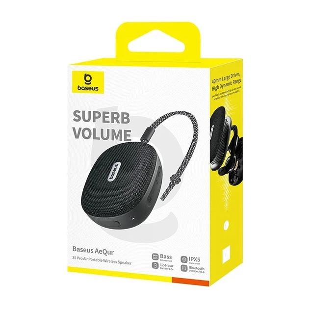 Беспроводная колонка Baseus AeQur 35 Pro Air, IPX5, BT5.4, 5W, 1200mAh, 12h, Black A20077600127-00 - изображение 7