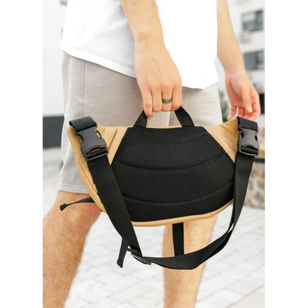 Велика чоловіча поясна сумка бананка Sambag DynamicDart бежева - изображение 8