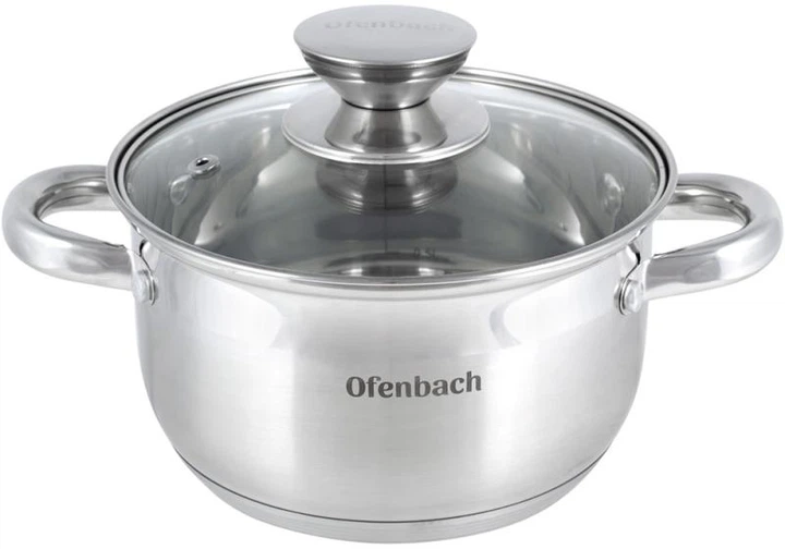 Каструля Ofenbach Casserole з нержавіючої сталі 1700мл зі скляною кришкою - Фото 1 Каструля Ofenbach Casserole з нержавіючої сталі 1700мл зі скляною кришкою - изображение 1