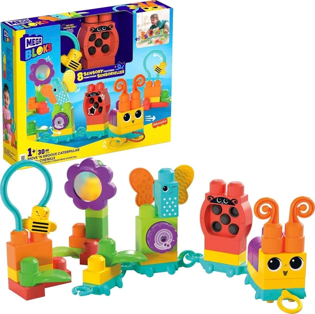 Навчальна іграшка конструктор гусениця MEGA BLOKS Fisher Price Building Blocks Train HKN44 - Фото 1 Навчальна іграшка конструктор гусениця MEGA BLOKS Fisher Price Building Blocks Train HKN44 - зображення 1