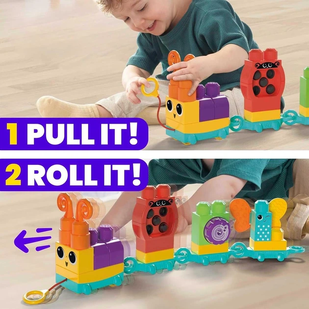 Навчальна іграшка конструктор гусениця MEGA BLOKS Fisher Price Building Blocks Train HKN44 - Фото 3 Навчальна іграшка конструктор гусениця MEGA BLOKS Fisher Price Building Blocks Train HKN44 - зображення 3