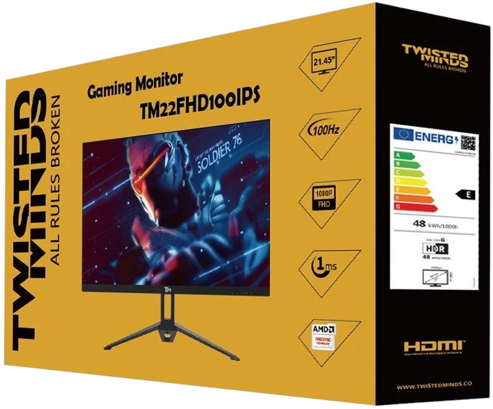 Монітор 22" Twisted Minds ECO Series FHD 100Hz Black (6275000580003) - зображення 8