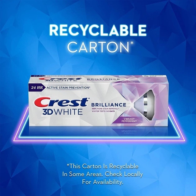 Оригінальна Відбілююча Зубна Паста зі США Crest 3D White Brilliance Vibrant Peppermint з ефектом поліровки зубів набір 2 шт, 260 гр - Фото 2 Оригінальна Відбілююча Зубна Паста зі США Crest 3D White Brilliance Vibrant Peppermint з ефектом поліровки зубів набір 2 шт, 260 гр - изображение 2